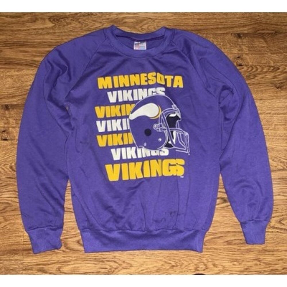 Vtg 80s Garan Inc Minnesota Vikings Mens Crewneck Sweatshirt Small